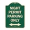 Signmission Night Permit Parking W/ Bi-Directional Arrow Heavy-Gauge Aluminum Sign, 24" x 18", G-1824-23860 A-DES-G-1824-23860 - alternate 1